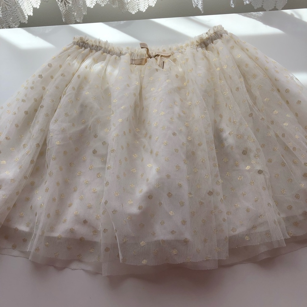 Gold Polka Dot Off White Tutu Skirt for Girls